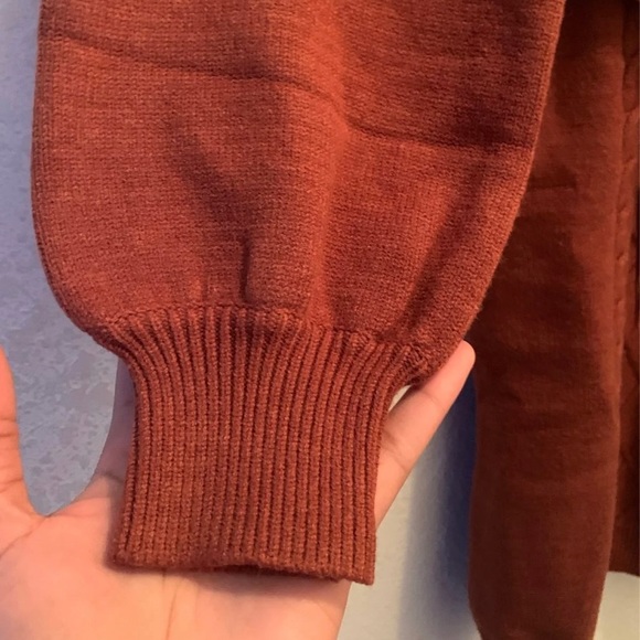 ✨HPx3✨NWT brown mock neck knit long sleeve sweater dress - Picture 7 of 8